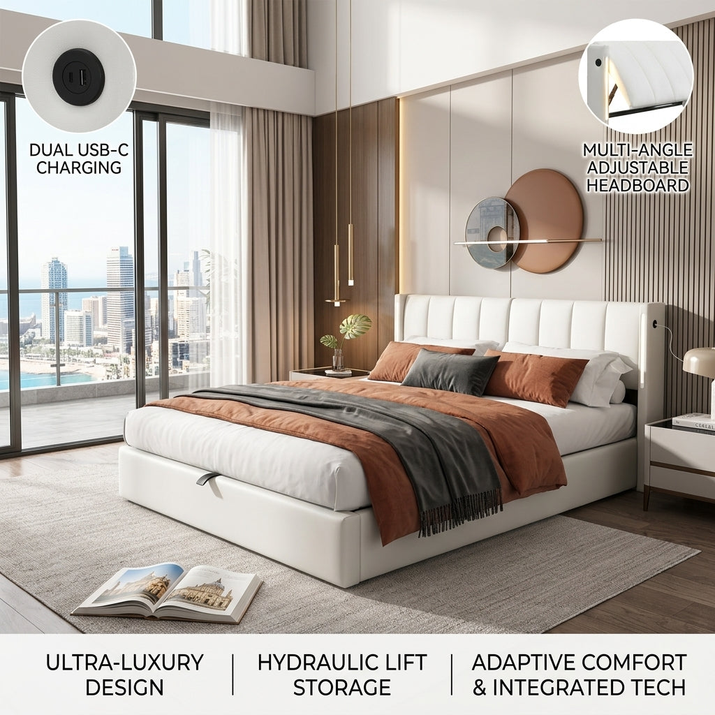 Audreamy Avalon Ottoman Bed White PU