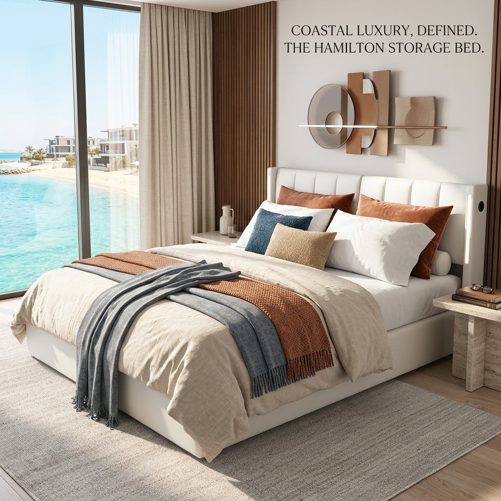 Audreamy Avalon Ottoman Bed White PU