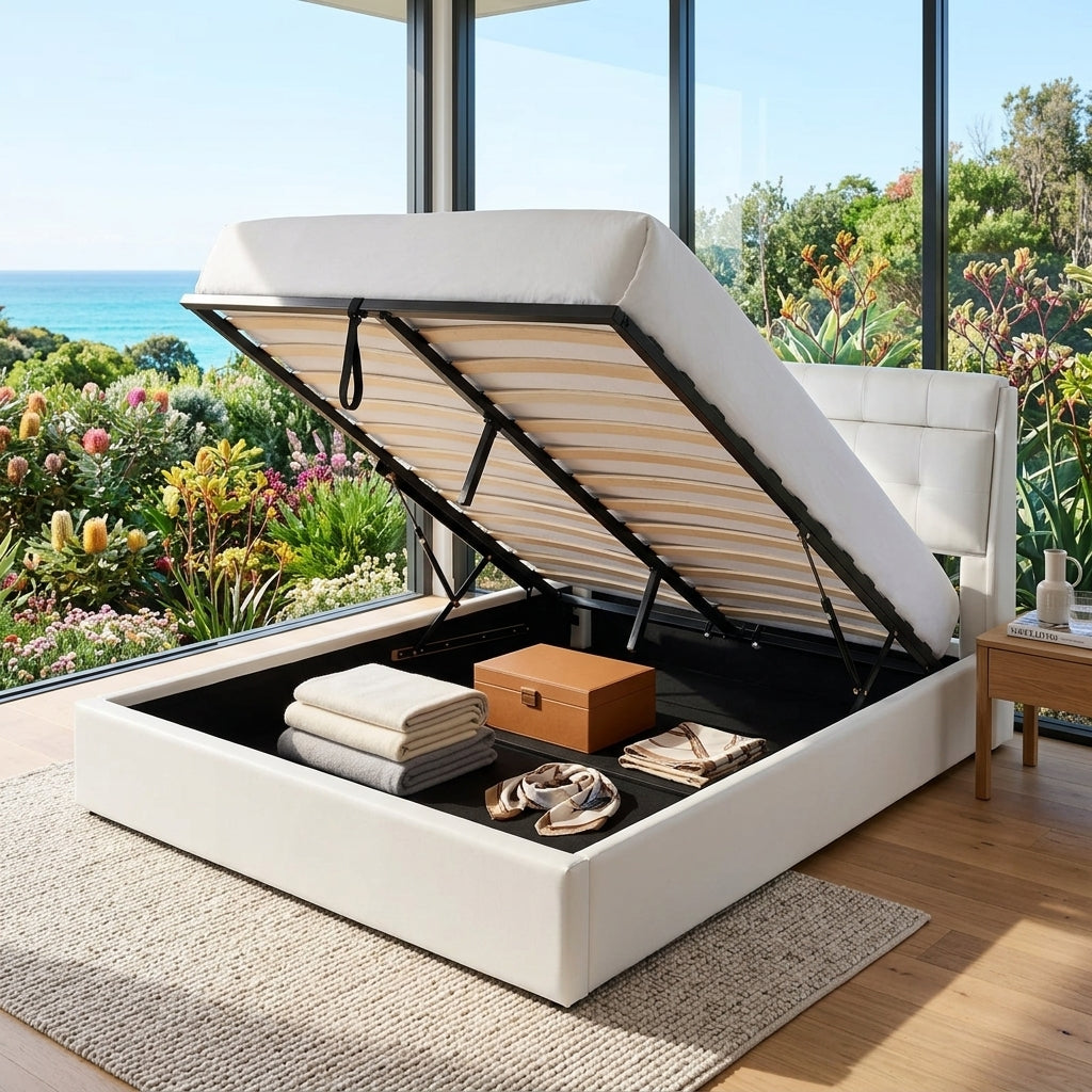 Audreamy Sterling Ottoman Bed White PU