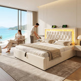 Audreamy Orionis Ottoman Bed Beige Velvet