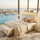 Audreamy Orionis Ottoman Bed Beige Velvet