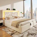 Audreamy Orionis Ottoman Bed Beige Velvet