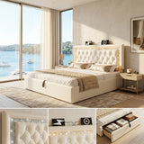 Audreamy Orionis Ottoman Bed Beige Velvet