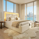 Audreamy Orionis Ottoman Bed Beige Velvet