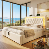 Audreamy Orionis Ottoman Bed Beige Velvet