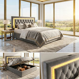 Audreamy Orionis Ottoman Bed Grey Velvet