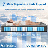 Audreamy Corsica Mattress – 26 cm Euro Top Bamboo Charcoal Fabric 7-Zone Pocket Spring Orthopedic Support for Back & Spine Health Extra-Firm King