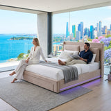 Audreamy Camden Ottoman Bed Beige Velvet