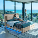 Audreamy Camden Ottoman Bed Beige Velvet