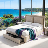 Audreamy Camden Ottoman Bed Beige Velvet