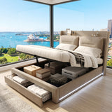 Audreamy Camden Ottoman Bed Beige Velvet