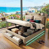 Audreamy Camden Ottoman Bed Beige Velvet