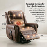 Recliner Armchair Large Power Lift with Massage and Heat, Massage  Chair Heavy Duty Electric Faux Leather Reclining Chairs