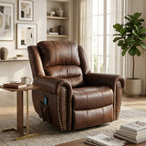 Recliner Armchair Large Power Lift with Massage and Heat, Massage  Chair Heavy Duty Electric Faux Leather Reclining Chairs