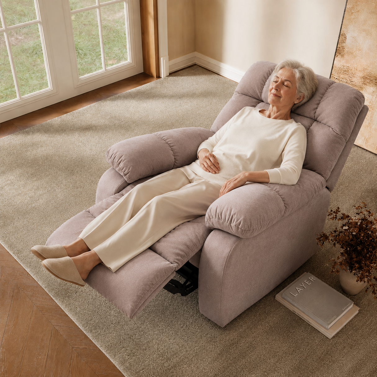 Recliner Armchair Electric Power Lift Sofa with Massage and Heat for Elderly 2 Side Pockets USB Ports Single Recliner Chairs