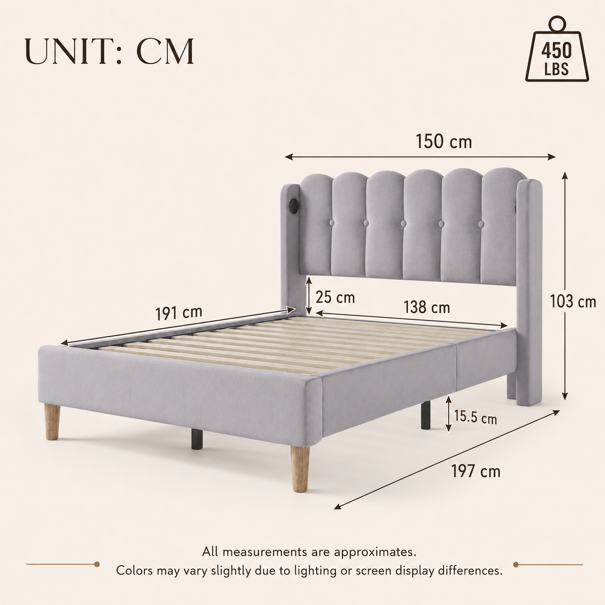 Audreamy Aria Bed Frame Grey Linen