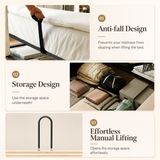 Upholstered Bed with USB charging function Ottoman Bed Grey
