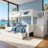 Audreamy Polara Bunk Bed with Storage for Kids White Wooden