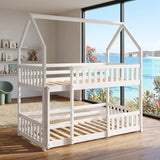 Audreamy Solvyn Castle-Shaped Wooden Bunk Bed White Single