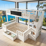 Audreamy Nimby Bunk Bed with Chalkboard for Kids White Wooden