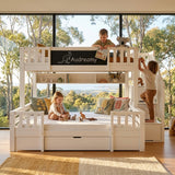 Audreamy Nimby Bunk Bed with Chalkboard for Kids White Wooden