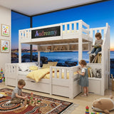 Audreamy Nimby Bunk Bed with Chalkboard for Kids White Wooden