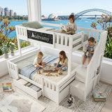 Audreamy Nimby Bunk Bed with Chalkboard for Kids White Wooden