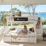 Audreamy Nimby Bunk Bed with Chalkboard for Kids White Wooden
