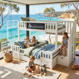 Audreamy Nimby Bunk Bed with Chalkboard for Kids White Wooden