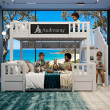 Audreamy Nimby Bunk Bed with Chalkboard for Kids White Wooden