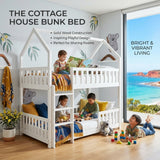 Audreamy Solvyn Castle-Shaped Wooden Bunk Bed White Single