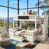 Audreamy Nimby Bunk Bed with Chalkboard for Kids White Wooden