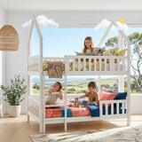 Audreamy Solvyn Castle-Shaped Wooden Bunk Bed White Single