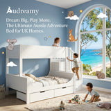 Audreamy Polara Bunk Bed with Storage for Kids White Wooden