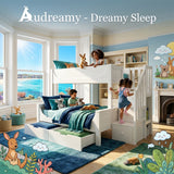 Audreamy Polara Bunk Bed with Storage for Kids White Wooden