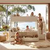 Audreamy Polara Bunk Bed with Storage for Kids White Wooden