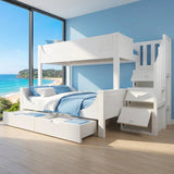Audreamy Polara Bunk Bed with Storage for Kids White Wooden