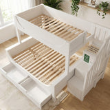 Audreamy Polara Bunk Bed with Storage for Kids White Wooden