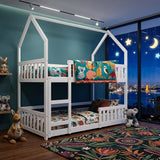 Audreamy Solvyn Castle-Shaped Wooden Bunk Bed White Single