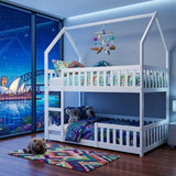 Audreamy Solvyn Castle-Shaped Wooden Bunk Bed White Single