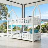 Audreamy Solvyn Castle-Shaped Wooden Bunk Bed White Single