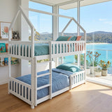 Audreamy Solvyn Castle-Shaped Wooden Bunk Bed White Single