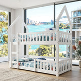 Audreamy Solvyn Castle-Shaped Wooden Bunk Bed White Single
