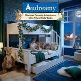 Audreamy Polara Bunk Bed with Storage for Kids White Wooden
