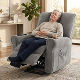Recliner Armchair Electric Lift Grey Senior Chair - Single Motor, Heated Massage, Stand Assist