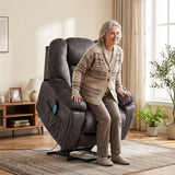 (Pictures Change)Power Massage Lift Recliner Chair with Heat & Vibration for Elderly, Heavy Duty and Safety Motion Reclining Mechanism - Antiskid Fabric Sofa Contempoary Overstuffed Design