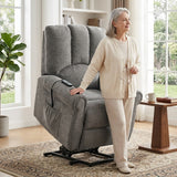 Recliner Armchair Electric Lift Grey Senior Chair - Single Motor, Heated Massage, Stand Assist