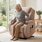 Recliner Armchair Power Lift Massage Chair for Elderly, Electric Lift Chair with Heat and Massage, Fabric Recliner Sofa with 2 Cup Holders, Side Pockets & Remote Control