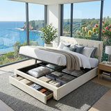 Audreamy Everley Ottoman Bed Beige Velvet