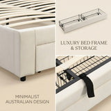 Audreamy Everley Ottoman Bed Beige Velvet